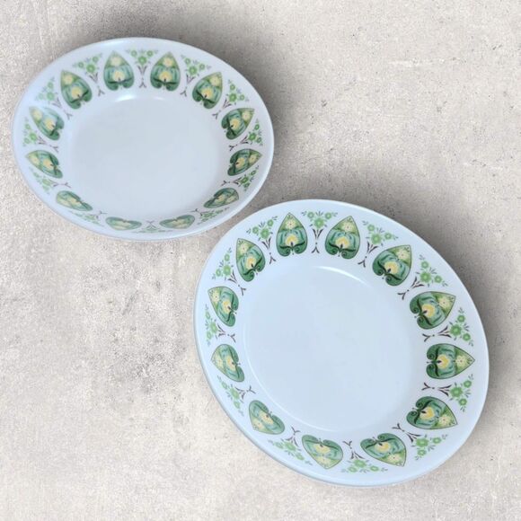 Vintage Noritake Progression Palos Verde Set of 2 Sauce Bowls Small Dishes Green - Picture 1 of 5
